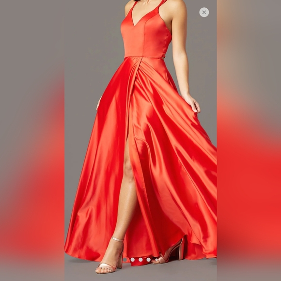 Red Maxi Dress with Slit/PROM Dress - Picture 1 of 4